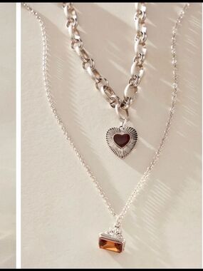 NWT Free People Zehnder Layered Heart & Pendant Necklace Set